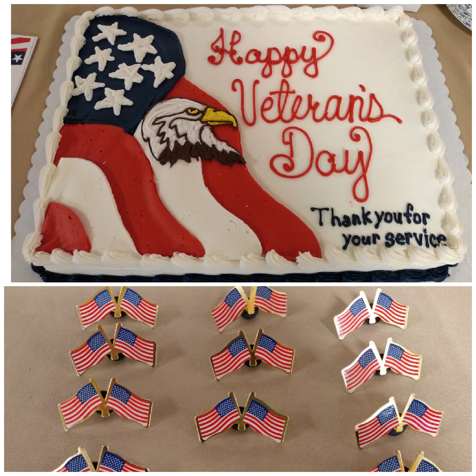 veterans day cake and pins